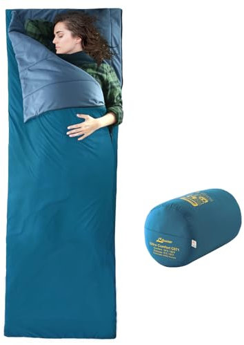 Litume 0-10°C Schlafsack mit Samtfutter, 1,2 kg, leicht, tragbar, kombinierbarer Schlafsack für Erwachsene, Doppelschlafsack, zum Wandern, Camping, kompakt mit Packsack (Türkis)