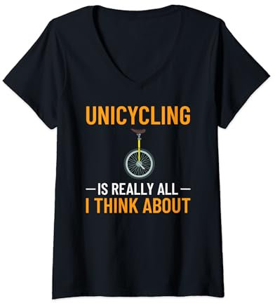 Einrad Fahrrad Lustiges Training Lernen Radfahren T-Shirt mit V-Ausschnitt