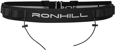 Ronhill Race Number Belt, Cinturón con número de Carrera Unisex Adulto, Negro, Talla única