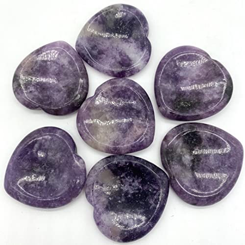 Lepidolita natural Cristal de mica púrpura oscuro Piedra de preocupación Forma de corazón Espécimen de descompresión de cuarzo Decoración for el hogarCrystal NaturalReiki Decoración for el hogar Cryst