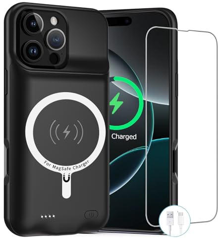 ZUEUS iPhone 16 Pro (6.3 inch) Battery Case, 10000mAh Rechargeable Portable Charging Case with Wireless Charging, Carplay Compatible, Black