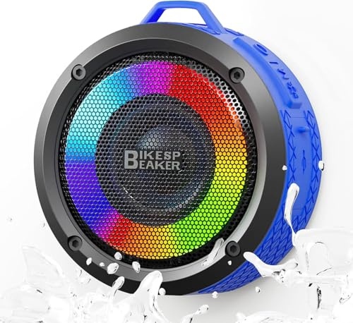 Bluetooth Shower Speaker, Portable HD Sound With Suction Cup/Lanyard, IPX7 Waterproof Wireless With RGB Light, Stereo Bass, USB-C, Mini for Bathroom, Outdoor, Blue