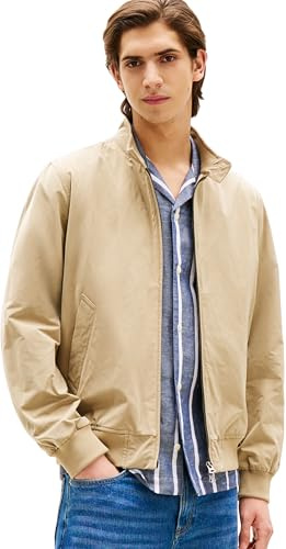 Tommy Hilfiger Uomo Giacca da Mezza Stagione Harrington con Zip, Marrone (Camel), XL