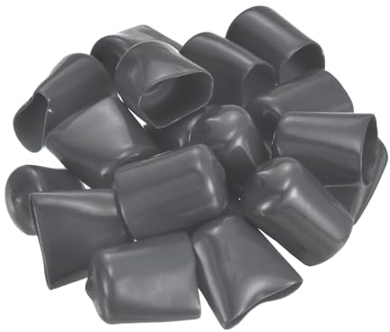 sourcing map 50pcs Rubber End Caps 21mm(13/16) ID Vinyl PVC Round Tube Bolt Cap Cover Screw Thread Protectors Dark Grey