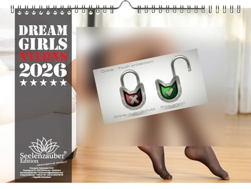 Sexy Dreamgirls Nylons Heels Legs Beine Füße Girls DIN A4 Kalender für 2026 Erotik - Inhalt: 1x Kalender, 1x Weihnachtsanhänger (insgesamt 2 Teile)
