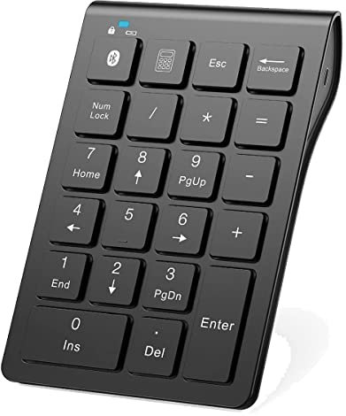 Reinscer Teclado numérico inalámbrico Bluetooth de 22 teclas portátil delgado para ordenador portátil, PC, ordenador de sobremesa, portátil