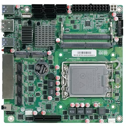HKUXZR Q670 Carte mère NAS Mini ITX (LGA1700, processeur de bureau 12e/13e/14e génération), 2 x SIDIMM DDR5 MAX 64G, 2 x M.2 NVMe, 8 x SATA, i226-LM 2.5G vPro 17 x 17 cm Soft Router ITX Carte mère
