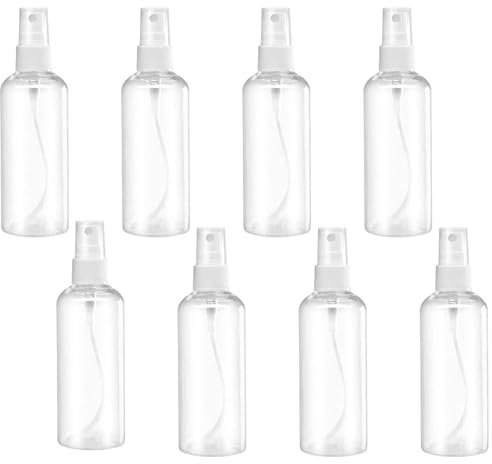 EujRcf 8Pcs Spray Bottle, 50ml Refillable Spray Bottle Clear Empty Fine Mist Atomiser Travel Bottle, Travel Bottles, Small Refillable Containers for Traveling, Cosmetic, Perfume, Essential Oil