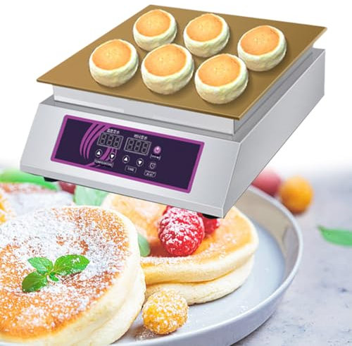 Plancha eléctrica Comercial, máquina para Hacer panqueques, soufflés, dorayakis y Muffins con Placa calefactora de Cobre para cocinas domésticas, restaurantes, panaderías y Snacks.