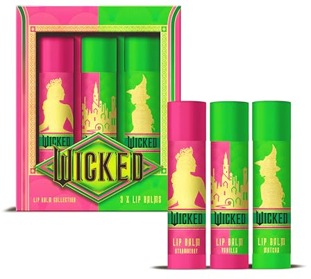Wicked Lip Balm Collection – 3 Pack Gift Set (Strawberry, Vanilla, Matcha) – Moisturizing Lip Care with Fun Wicked-Inspired Design