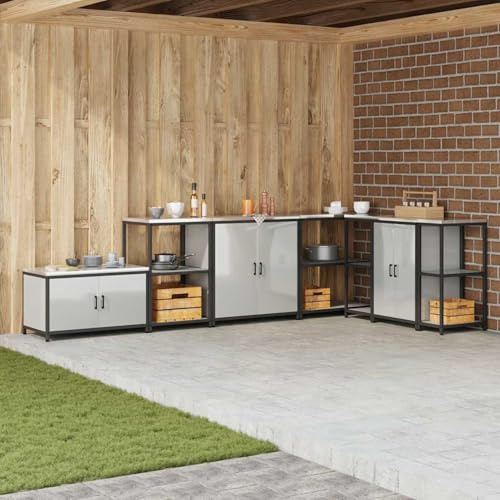Gecheer 60 x 50 x 92 cm Silver Galvanised Steel Modular Storage Cabinet - Indoor/Outdoor Use, Heat Resistant, Easy Assembly Model874966