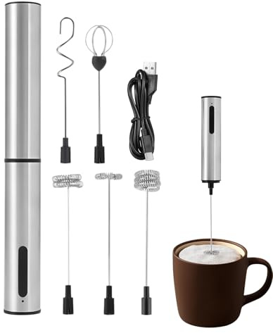 Mousseur à Lait | Mousseur à Café Électrique | Batteur Réchargeable 3 Vitesses Inox Silencieux pour Café, Thé Matcha, Chocolat et Cuisine