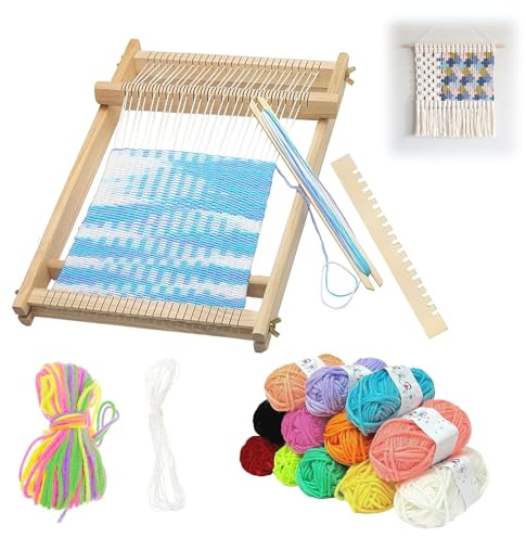 Telaio Per Tessitura Per Bambini, 20x17 Cm, Adatto A Bambini Dai 6 Anni In Su, Viene Fornito Con 13 Mazzetti Di Filato In Diversi Colori, Adatto Ai Principianti, Per Lavorare A Maglia E Disegnare