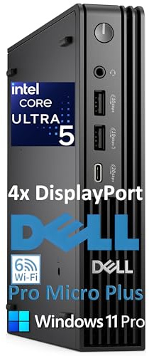 Dell Pro Micro Plus Mini PC (Next Gen OptiPlex 7000 MFF), Bussiness Desktop Computer AI PC, Intel 14-Core Ultra 5 235T (Beat i7-13700T), 16GB DDR5, 512GB SSD, WiFi 6, Bluetooth, 4X DP, Windows 11 Pro