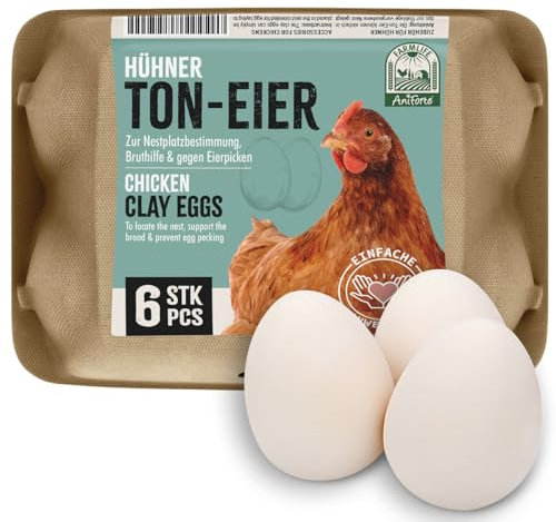AniForte Toneier für Hühner 6 Stück – Bruteier, Gipseier Hühner, Naturgetreue Nesteier, Legeeier zur Bruthilfe, künstliche Hühnereier, Eier für Nestplatzbestimmung, Fake Egg, Ei Attrappe