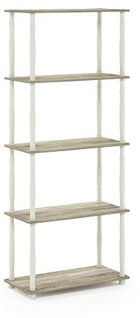 Furinno Turn-N-Tube Espositore multiuso a 5 livelli con tubi classici, rovere Sonoma/bianco