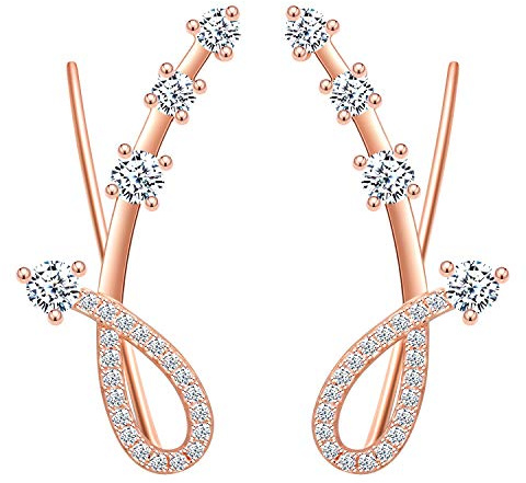 Yumilok Bling dam örhängen örhängen örhängen 7 kristaller musiknote 925 sterlingsilver hypoallergen smycken öronsmycke Ear Cuffs för kvinnor flickor e silver, colore: Roségold, cod. Y20105-rose gold