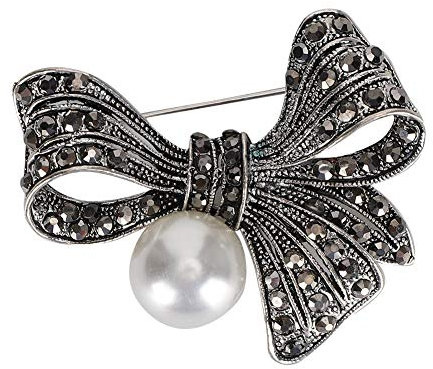 Alliage Vintage Strass Broche Alliage Revers Broche Écharpe Vêtements Strass Fleur Noire Broches Femmes Vintage Antique Argent Décoration Accessoire(2039)