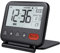 NOKLEAD Reloj Despertador Digital de Viaje - Mini Reloj Pantalla LCD portátil Calendario retroiluminado, Temperatura del Calendario Espejos cosméticos, Reloj de Escritorio Plegable (negro1)