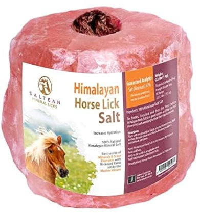 Horses Lick Natural Pink Salt, Natural shape salt with strong hanging Rope | Suitable for all Animals | 1kg Salt Range Pakistan