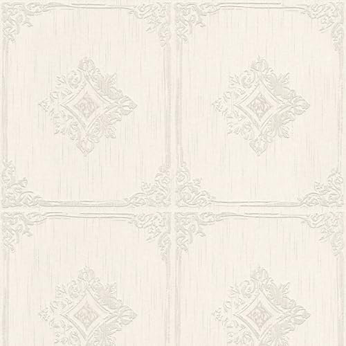 Papel pintado barroco Profhome 961992-GU papel pintado textil texturado de estilo barroco mate beige gris 5,33 m2