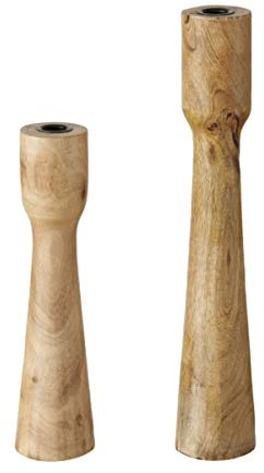 Boltze Kerzenständer Caldeas (2-teiliges Set, Kerzenhalter aus Holz, stilvolles Design, Dekoration Esstisch, Kommode, Boho Stil) 2025155, Universal