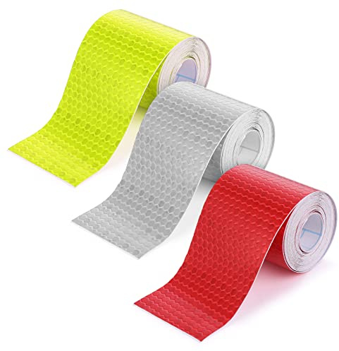Abeillo 3 Rolle Reflektorfolie, Reflektorband Selbstklebend, Reflektierendes Klebeband Warnband Wasserdicht Aufkleber für Fahrräder Helme Motorrad (2.5cm x 3 Meter/Rolle)