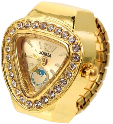 HOMSFOU Mini Ring Watch for Women Finger Watch Delicate Students Ring with Unique Dial Modern Stylish Adjustable Jewelry for Daily Wear