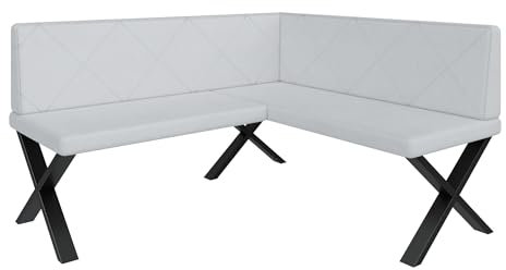 FURNISTAR Eckbank Akiko Metal X - Eckbankgruppe für Ihrem Esszimmer, Küche modern, Sitzecke, Essecke. Perfekt für Küche, Büro und Rezeption. Solide und Starke Verarbeitung. (168x142-Rechts-Soft17)