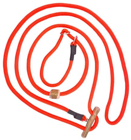 Umhängeleine Moxonleine Melrose– Robuste Retrieverleine mit Zugbegrenzung und Geweihstopper | Ideal für Hundesport, Jagen und Agility | Stufenlos verstellbar 280 cm x 8 mm (Orange)