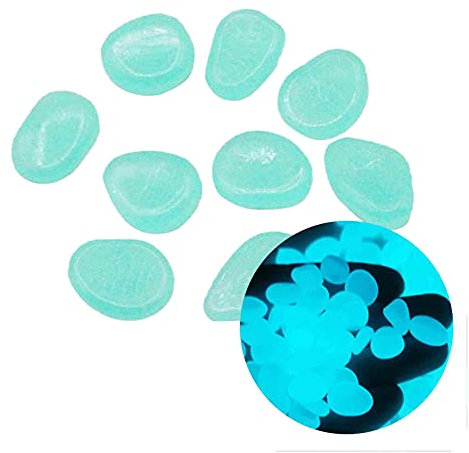 In Rocks Decor Glow Aquarien, leuchtende Kieselsteine, dunkel für Garten, Heimdekoration, Glaskies für Vasen, Hellgrün, Einheitsgröße, 300 Stück