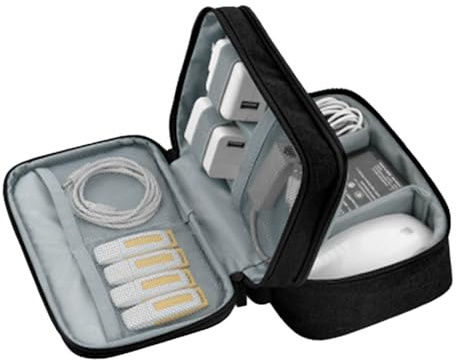 Gevvnss Organizador Cables Viaje,Estuche Cables Universal Electrónico,Bolsa Organizadora Cables Travel Essentials,para Disco Duro Externo,Cargador,Cable USB,Adaptadores,Tarjetas de Memoria,Negro