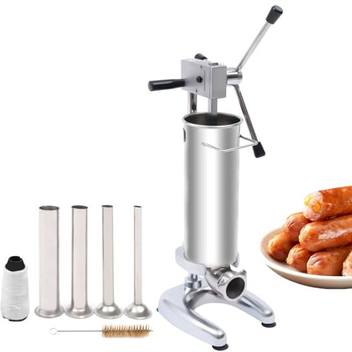 Macchina Per Salsicce In Acciaio Inossidabile, Insaccatrice Verticale Da 3 Litri Con Tubi Di Riempimento Di Diverse Dimensioni Da 15/25/30/35 Mm, Base Stabile a Forma Di U E Facile Da Pulire