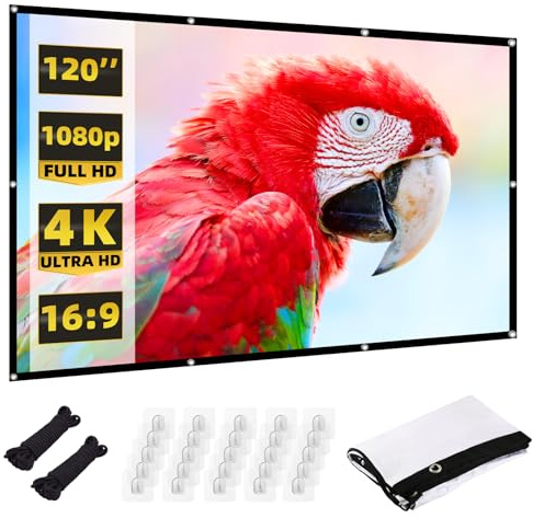WISYOK Beamer Leinwand 120 Zoll, Extra Dick Projektor Leinwand Outdoor, 16:9 Leinwände für Beamer, Faltbarer Projektor Screen, Projektionsschirm, Mobile Leinwände für Heimkino, Treffen und Camping