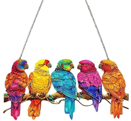 MagiDeal Vögel als Fensterdekoration zum Aufhängen, mehrfarbige Vögel auf Draht, schöne, vielseitig verwendbare Kunstornamente aus Acryl für die Terrasse im, Style A