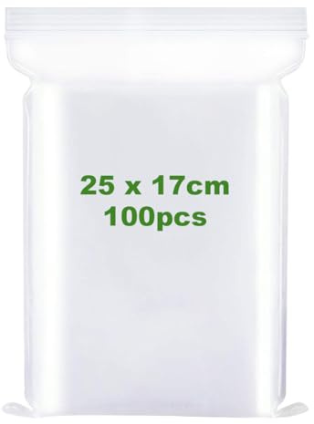 100 Pièces 25 x 17 cm Sachets Zip, Sacs en Plastiques Transparents Refermables, Sacs en Plastique Transparent Refermable avec Fermeture Éclair, pour Snacks, Documents et Accessoires Électroniques