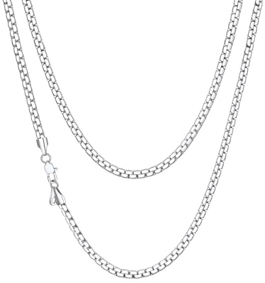 Richsteel Collar Hombre, Cadena Acero Inoxidable Hombre de Diseño Clásico Simple 4mm Ancho, 55cm Largo, Plata,Adecuado para el Uso Diario