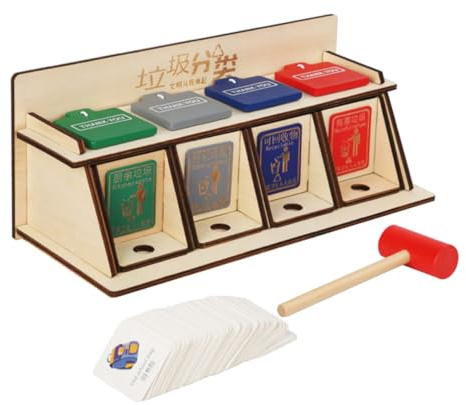 Alasum Éducatif DIY Tri des Déchets Bois pour Garçon Fille Apprentissage Ludique du Tri Développement des Capacités Motrices et Sensibilisation à Environnement Jeu Éveil pour Garçons et