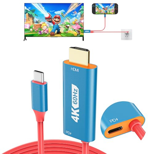 Switch 2 TV Adapter Docking Station, 4K@60Hz 18 Gbps USB C to HDMI 2.0 Adapter for TV/Monitor, 6.6ft 100W PD Play While Charging, Portable Travel TV Cable for Nintendo Switch 1 and 2/Steam Deck/OLED