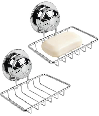 hommova 2 Pcs Suction Soap Dish for Shower, Rustproof Shower Soap Holder for Bathroom Kitchen
