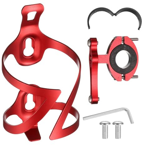 QUARKZMAN Porte-Bouteille Vélo Léger en Alliage Cage À Boisson Moto avec Support Montage Guidon De Vélo Et Moto, Rouge