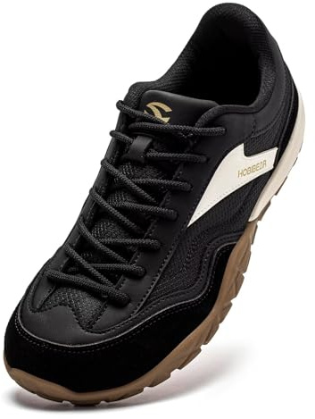 HOBIBEAR Comfortable Wide Barefoot Shoes Men Women Fashion Sneaker(Black, UK 12)