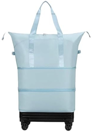 KUASHDBC Hopfällbar handväska med hjul och vagnskydd, expanderbar resväska, lätt handbagage med hjul, alternativ till weekendresan för övernattning (naturlig)