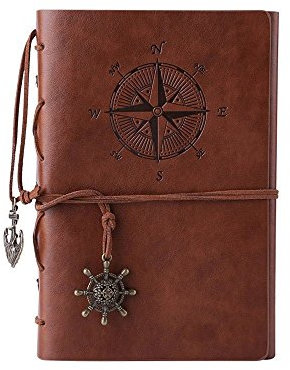 TILY Vintage Refillable Notebook Premium PU Leather Classic Embossed Travel Journal Diary with Blank Pages and Retro Pendants (red Brown)