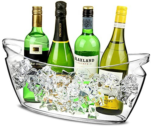 Drinkstuff Party Tub 6L – Clear Polystyrene Drinks Bucket for Parties & BBQs, Holds 4 Wine Bottles or 8 Beer Bottles with Ice, Durable Serving Tub for Home Entertaining