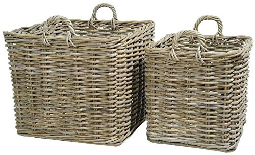 Quadratischer Kubu Weidenkorb mit Henkel - Kleiner Pflanzkorb Weide - 30cm - Natur - Vielseitige Verwendung - Indoor & Outdoor - Gartenkorb Korbgeflecht