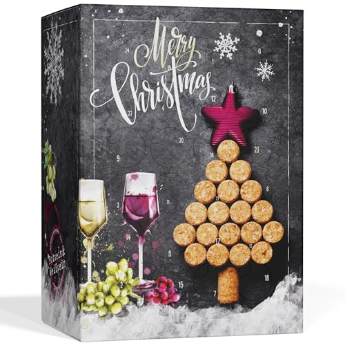 BOXILAND® Calendario de Adviento de Vinos 2025 [SELECCIÓN DE VINOS DE ALTA GAMA] – Calendario de Adviento de Alcohol Original – Calendario Navideño con 24 Variedades de Vino: Blanco, Tinto & Rosado