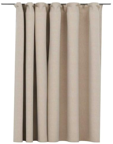 vidaXL Tenda Oscurante Effetto Lino con Ganci Beige 290x245 cm