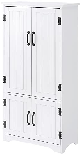 HOMCOM Buffet de Cuisine Armoire de Cuisine contemporaine Multi-rangements 2 placards 3 étagères 60 x 30 x 123 cm Blanc