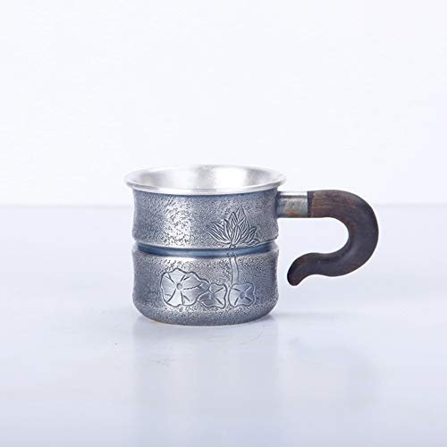 XXSC-ZC Taza de Plata esterlina, Vidrio de Whisky de Jerez del Licor, Vidrio de Agua Hecha a Mano de patrón de peonía, Taza de té, Copa de Vino de pequeña Capacidad
